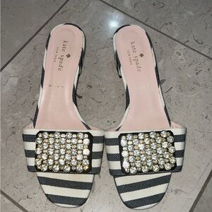 Kate Spade Striped Sandals with Crystal Embellishment